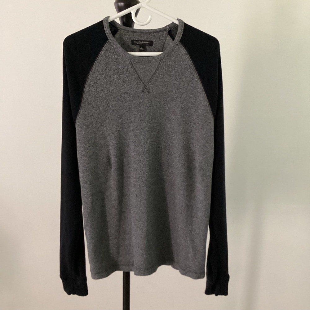 Banana Republic Gray/Black Pima Cotton Sweater Men’s Large